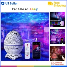Night Light Dinosaur Egg Galaxy Projector Starry Light Bluetooth Music White ...