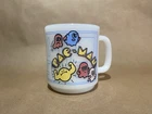 Vintage 1980s Glasbake Milk Glass Pac-Man Mug Midway Games Arcade, Very Nice!