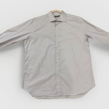 Canali 1934 Dress Shirt Mens 17 46 Purple Micro Checked Collared Button Down