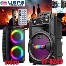 3000W Portable Bluetooth Speaker Sub Woofer Heavy Bass Sound System Party  Mic