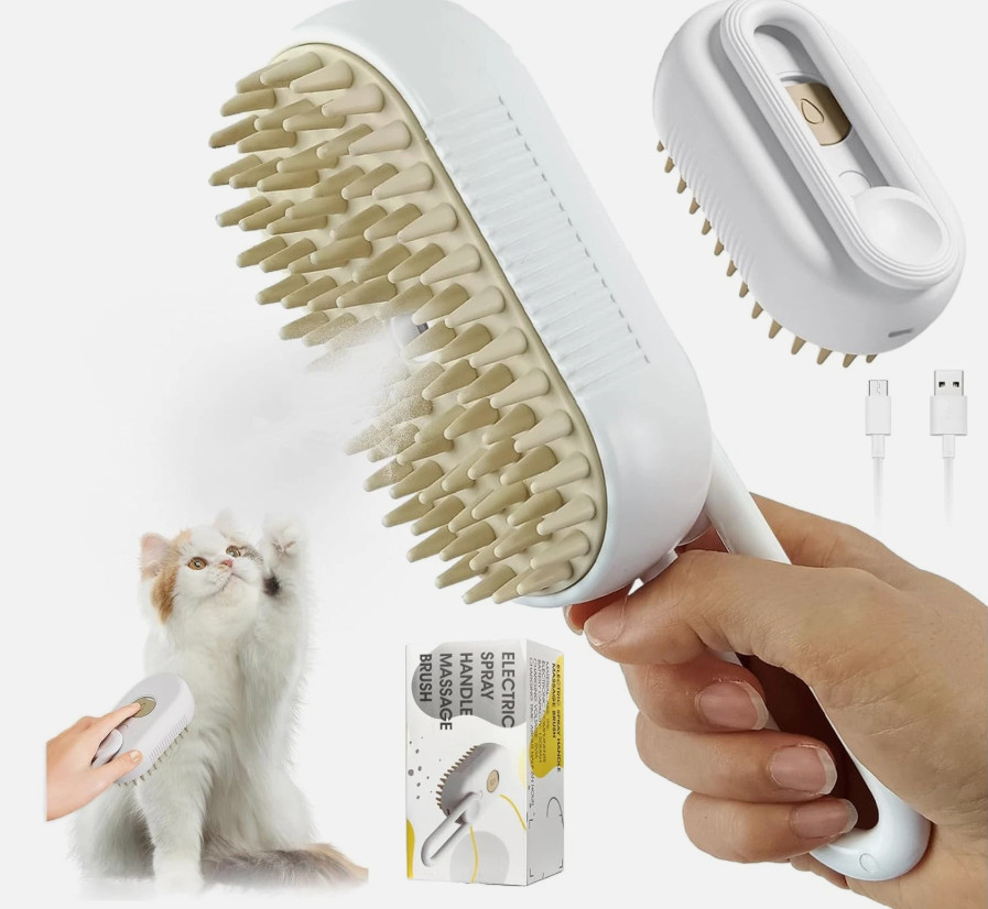 PETTINE SPAZZOLA A VAPORE PER CANI E GATTI RIMUOVE PULISCE LUCIDA PELO PET