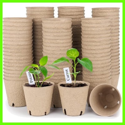 Peat Pots, 120 Pcs 3.15 Inch Seed Starting Pots with Drainage Holes Round Nur...