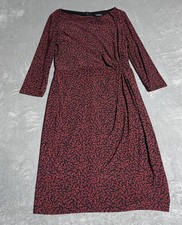 Lauren Ralph Lauren Dress Womens 4 Red Black Leaf Faux Wrap Whimsy Black Label