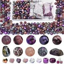 900pcs Glass Craft Beads for Bracelet Making Kit Include Assorted Round/Bicon...