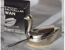 Cave à sel Cygne Wm A Rogers Oneida plaqué argent avec cuillère