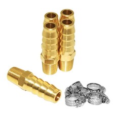 5 Pcs Hose Barb Fittings 3/8" Barb to 1/8" NPT Male Thread Brass Metals Adapt...