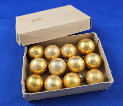 12 Vintage 1 inch Gold Bal1s Christmas Feather Tree ORNAMENTS Box marked Japan