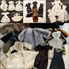 Lot Of 17 Pieces Vintage Barbie Sized Handmade Clothes Faux Fur Coats & Dresses