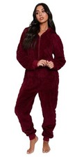Damen Overall Einteiler Fleece Jumpsuit Freizeitanzug Hausanzug Cable Cutwork