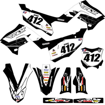 2003-2008 Für Polisport Restyle KX 250 13 Fly Schwarz Senge Grafiken Set Compa