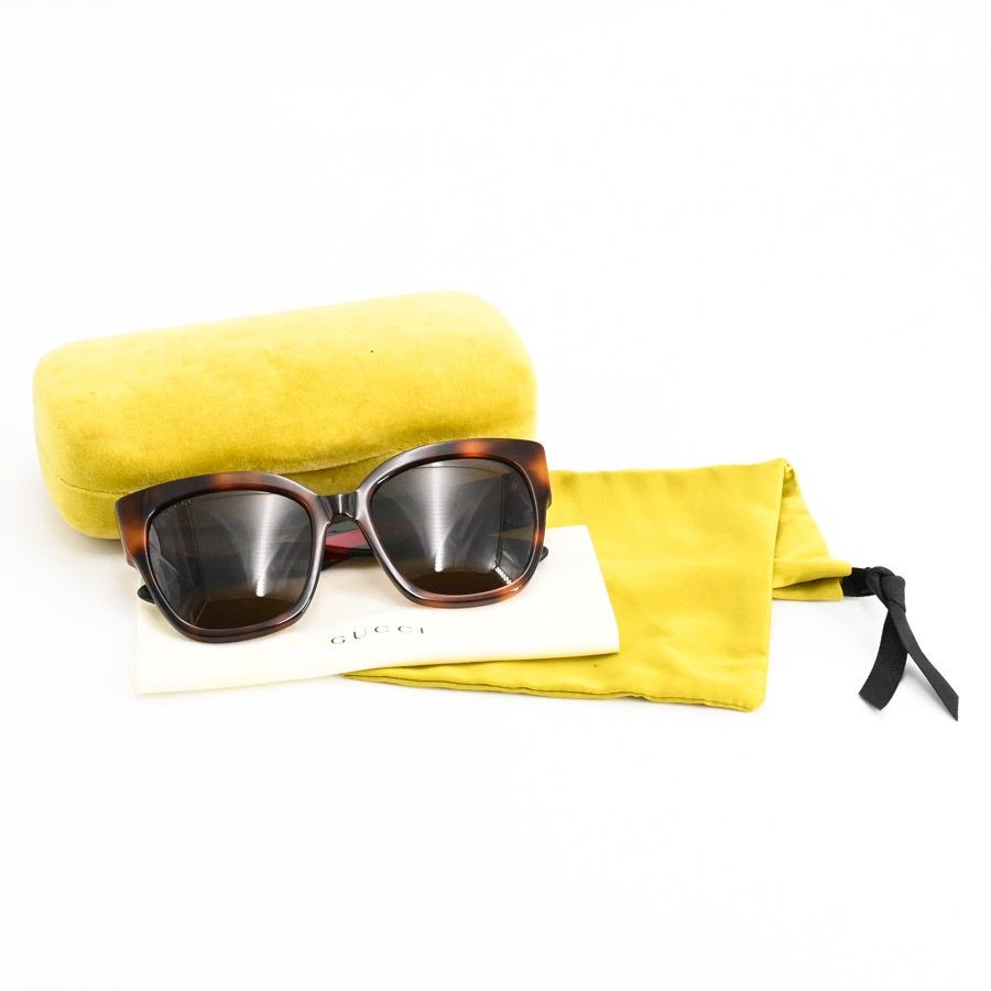 GUCCI GG0059S 002 Square Tortoise Web Stripe Tiger Head Unisex Authentic Italy thumbnail 6