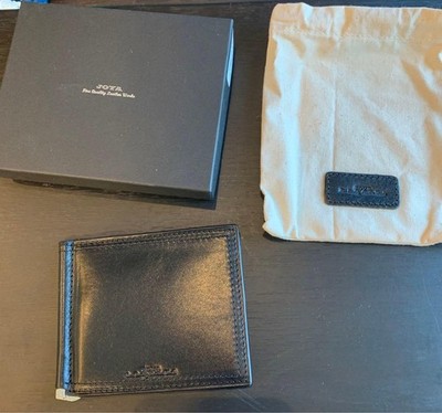JOYA Glossy Saddle Leather Bifold Money Clip Bill Scissors