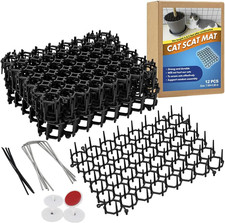 12 Pack Cat Deterrent Mat, 6 X 8 in Scat Mat with Spikes, Keep Cats Away from Pl