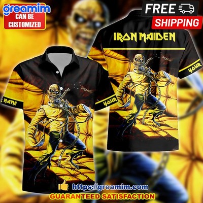 Personalized Iron Maiden Piece of Mind Short Sleeve Button Shirt