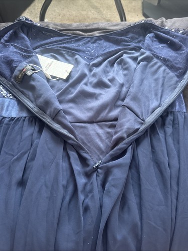 Women’s Size 14 Formal Dress Navy Blue Sequins And Tulle Ankle Length - Picture 11 of 11