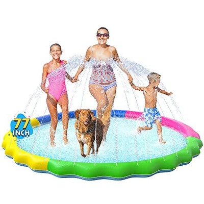 VISTOP Non-Slip Splash Pad for Kids, Thicken Sprinkler Pool Summer Outdoor Water