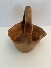 Farmhouse Hand Crafted Burl Wood Basket Rustic Natural Centerpiece