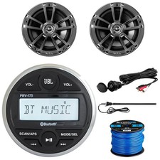 JBL PRV-175 Marine Gauge Receiver, 2x 6.5" 225W Speakers, Adapter, Antenna, Wire