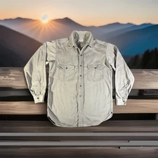 Vtg 50s Sears & Robuck Hercules Sanforized Mens Large Gray Button Up Great Con