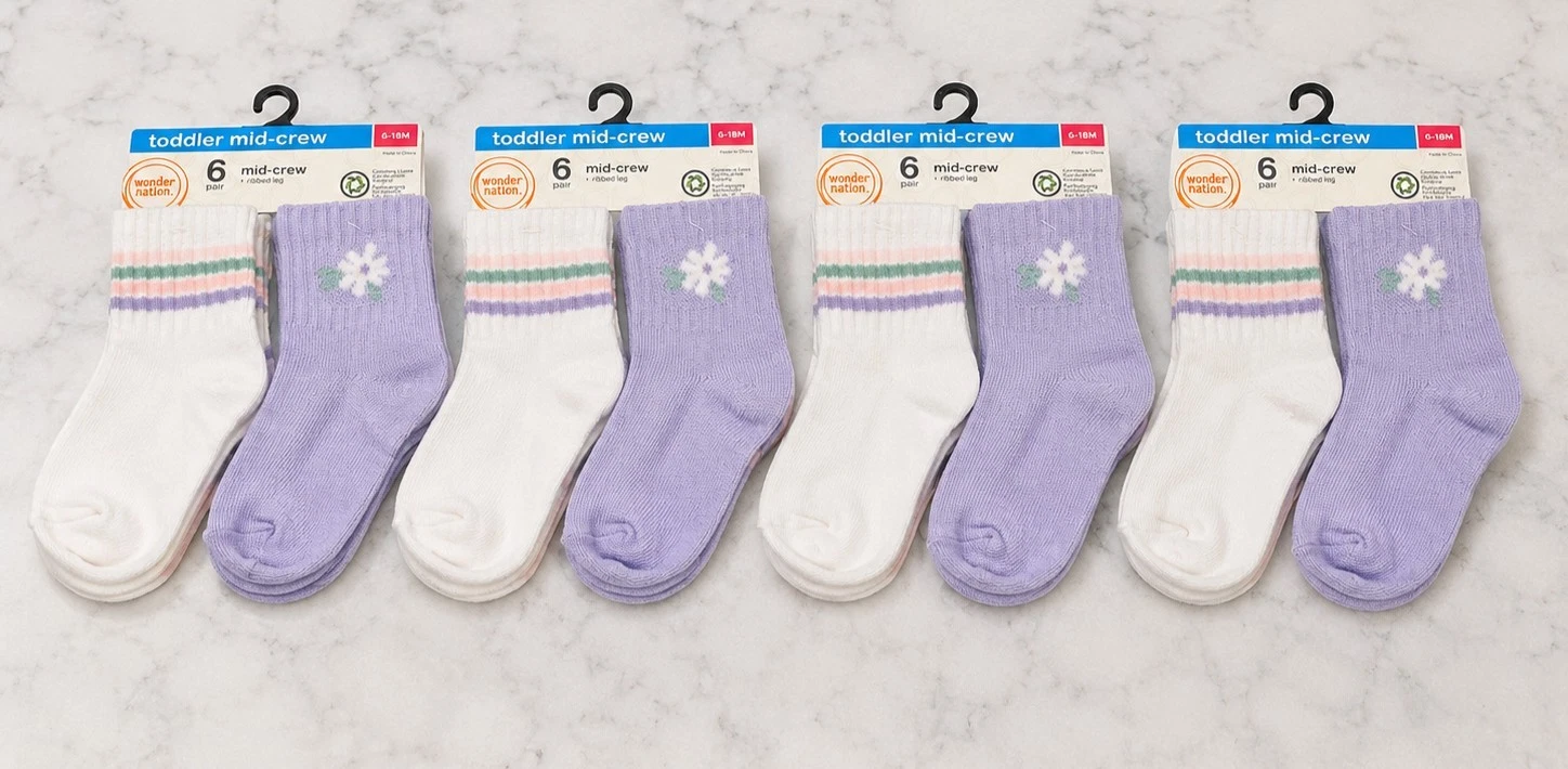 Bundle Of 4 Wonder Nation Toddler Girl's Socks Size 6-18 Months Mid Crew NEW
Opens in a new window o