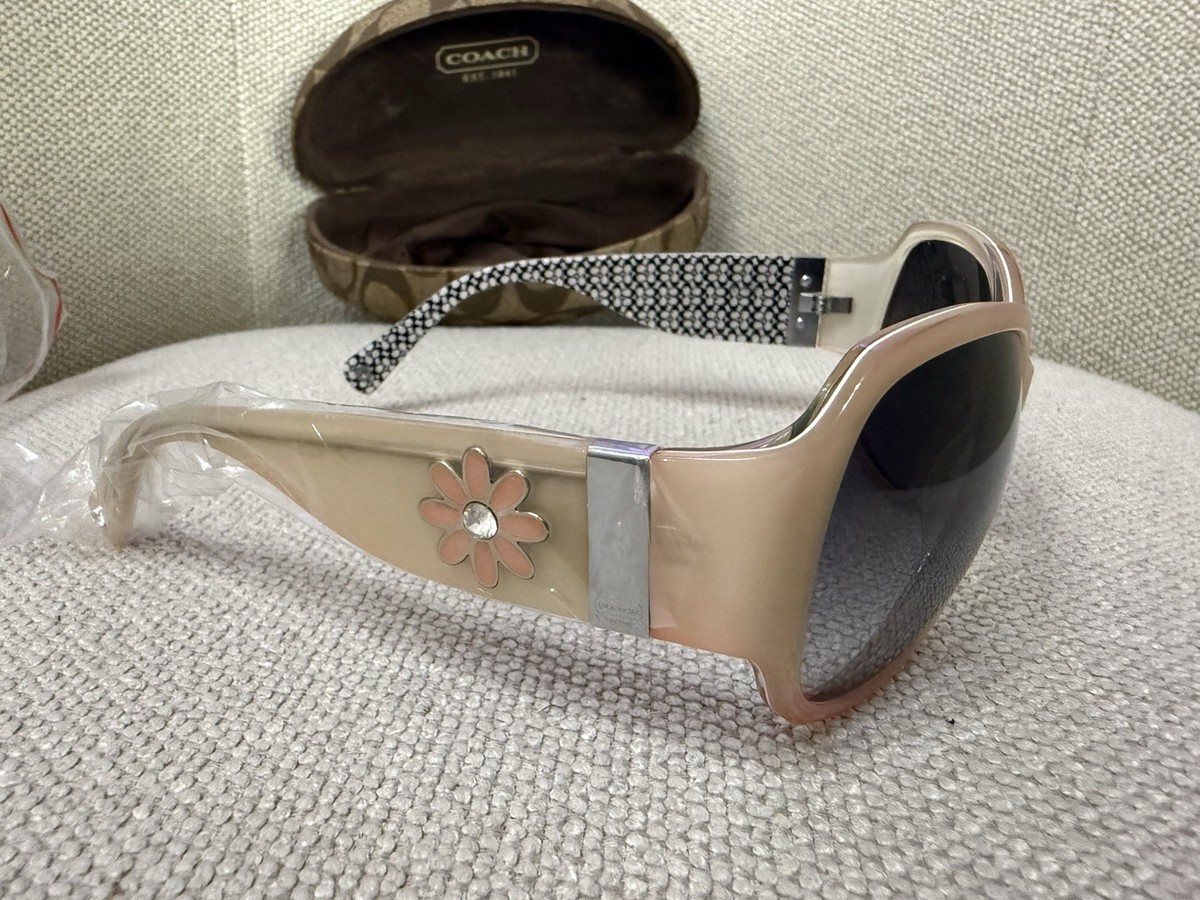 Coach April S444 oversized sunglasses featuring a pink floral