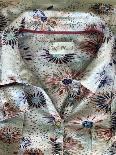 Mistral Blue Mix Stretch Cotton Floral Long Sleeve Blouse Size 14 - Picture 6 of 9