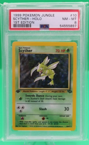 1999 Pokemon Jungle 1st Edition #10 Scyther Holo PSA 8 NM-MT
