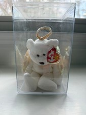 Ty Beanie Babies Halo the Angel Bear Toy original tag and protective case