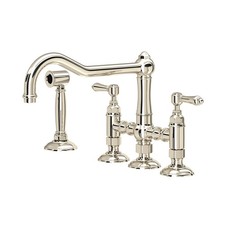 Rohl A1458LMWSPN-2 Acqui Bridge Kitchen Faucet With Side Spray Polished Nickel