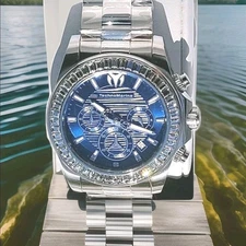TechnoMarine Blue MANTA RAY 42mm Swiss Components and 48 Stones 