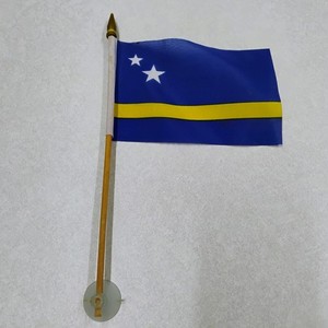 Curacao Flag Small 4z' x 6" Desk Table Flag with Suction Cup Base