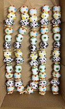 5 Strands Fancy Glass Beads, Handmade Lamp work Beads for bracelets and jewelry.