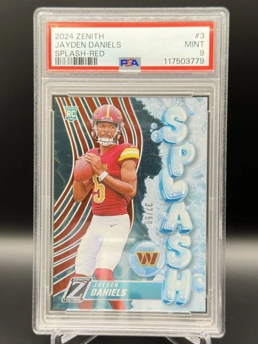 2024 Panini Zenith Jayden Daniels Splash Red /50 #3 PSA 9 MINT (RC, Commanders)