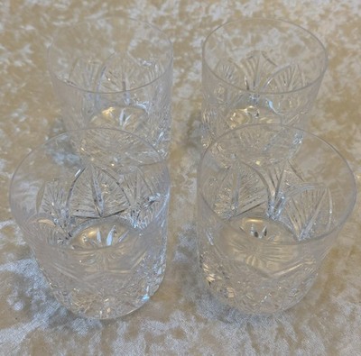 4 Pcs. Tiffany & Co. Cut Leaves Crystal Glass Tumbler Drinking / Whiskey Glasses