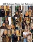 18" Brown  Clip-in Remy for Genius Weft Spider Octopus 100% Human Hairpiece