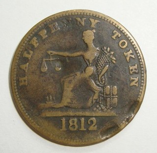 '1812' TIFFIN LOWER CANADA HALF PENNY TOKEN
