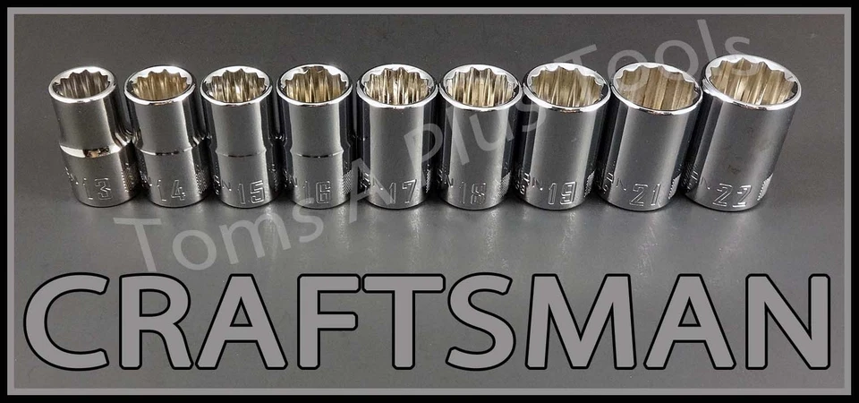 CRAFTSMAN HAND TOOLS 19pc 1/2 Short SAE METRIC MM 12pt ratchet wrench socket set - Image 3 of 4