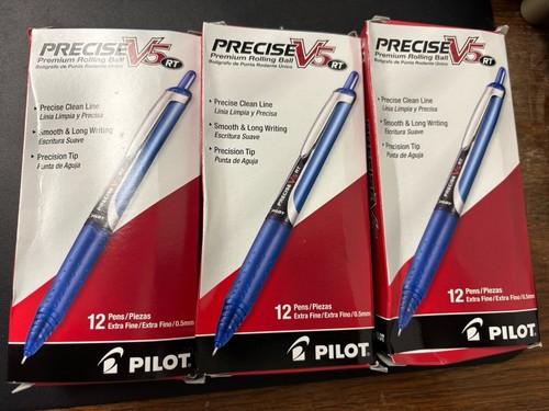 3 - 26063 Pilot Precise V5 RT Rollingball Pen, Ex Fine 0.5mm, Blue 12 Pens Each