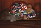 Vintage Murano Millefiori Mouse Rat Glass Paperweight Figure 3-1/2" x 1-1/2"