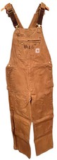 Carhartt Bib Overalls Zip Thigh Double Knee 38x32 Duck Canvas R37BRN Workwear