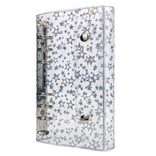 A6 Budget Binder Cover Clear PVC 6  Binder Glitter Star Refillable Notebook7631