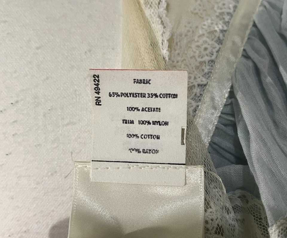 Vintage 70’s Gunne Sax Blue White Lace Ruffle Victorian Cottage Prairie Dress 7 - Image 4 of 4