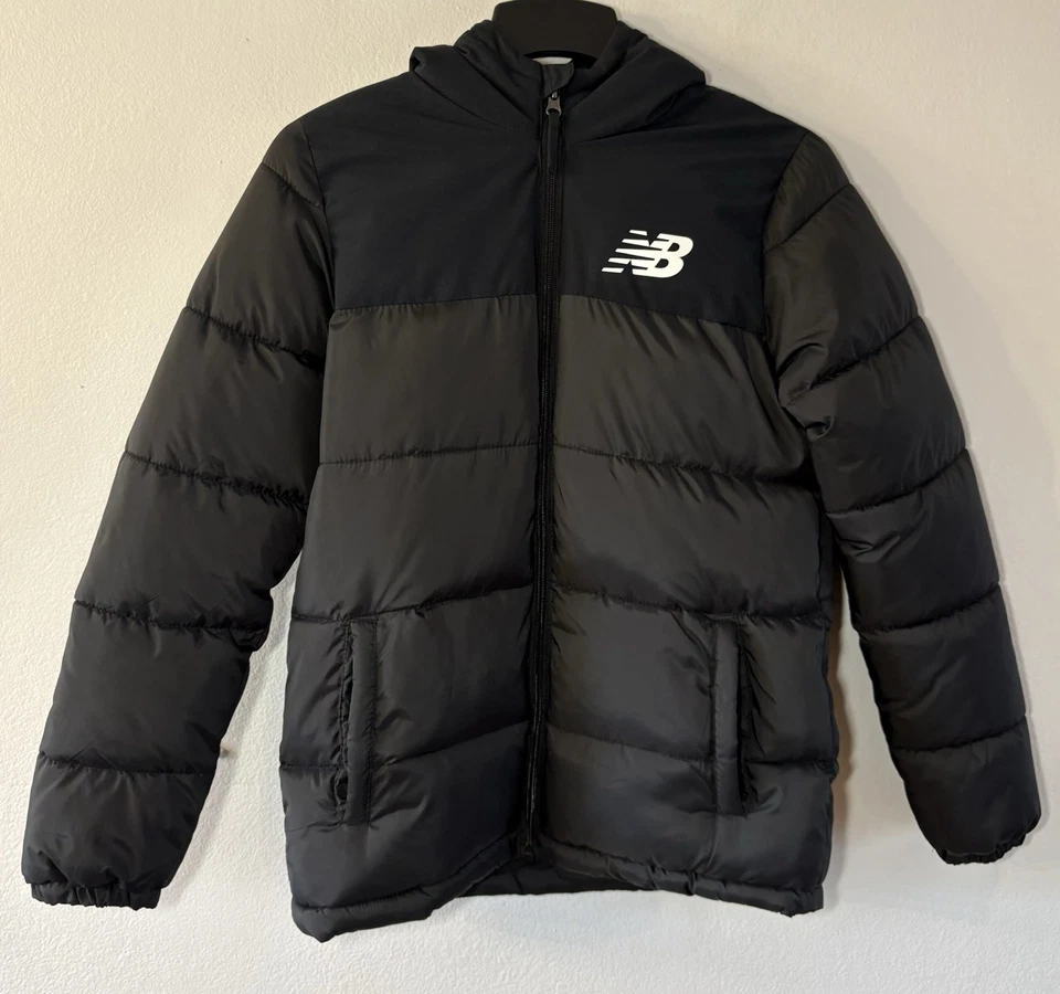 New Balance NB Logo Kids Zipper Hooded Puffer Jacket  Size L 14/ 16 Kids - Image 2 of 4