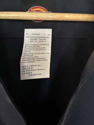Dickies Navy Twill Work Coveralls XL  Full Zip Relaxed Straight Leg MPN 48611DN image 2