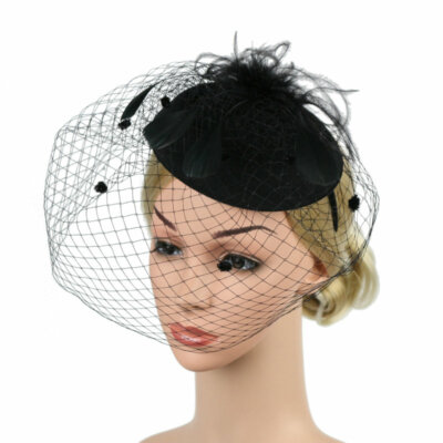 Copricapo Con Velo Nero A Rete – Fascinator Con Strass Per Donna – Per Matrimonio, Tea Party, Addio Al Nubilato - 3