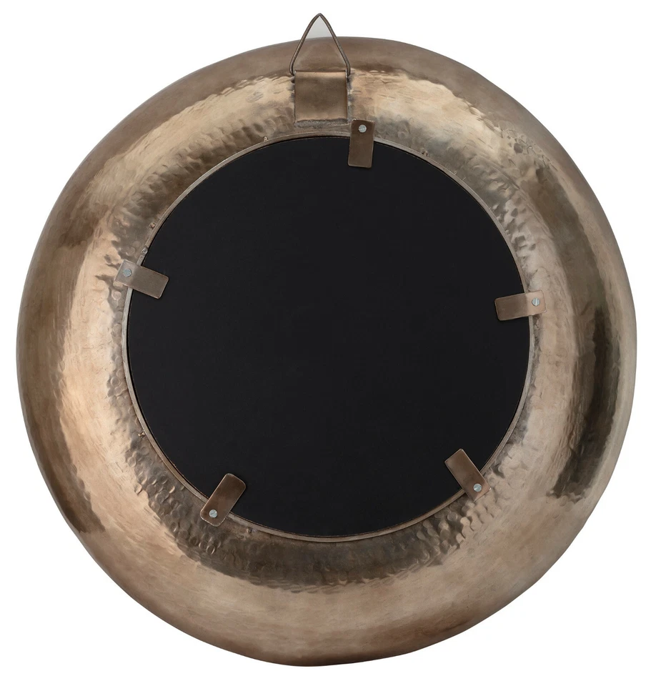 Espejo de pared redondo grande 34,5" color bronce acabado martillado a mano cóncavo con marco Foto 3 de 4