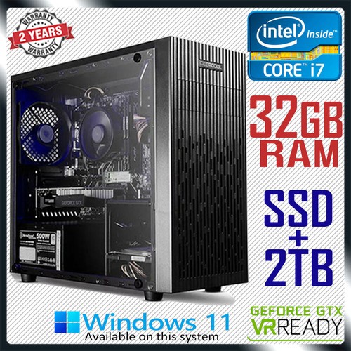 Intel Core i7 Quad Gaming PC Computer RTX 3070 Ti 32GB RAM SSD Desktop System - Picture 2 of 7