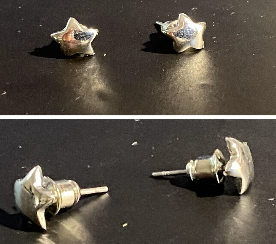 Orecchini a stella da donna argento piccoli leggeri piercing lobo anallergici - Immagine 2 di 4