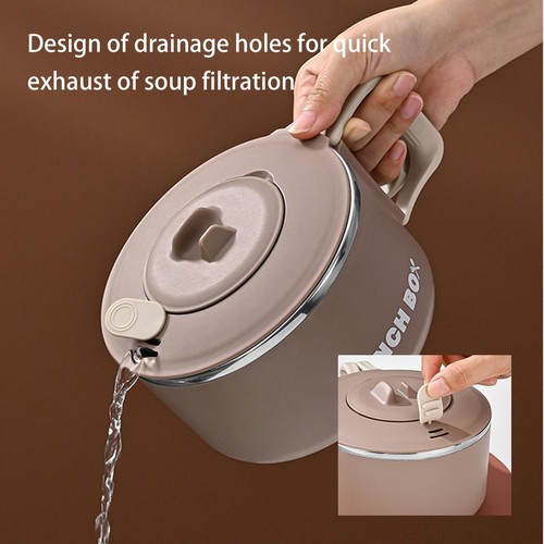1200ml Ramen Bowl Cooker Soup Mug Portable Noodle Cooker Bowl Stainless Steel - Picture 5 of 15