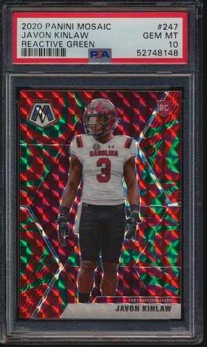 2020 Panini Mosaic Football Mosaic Reactive Green Javon Kinlaw #247 PSA 10